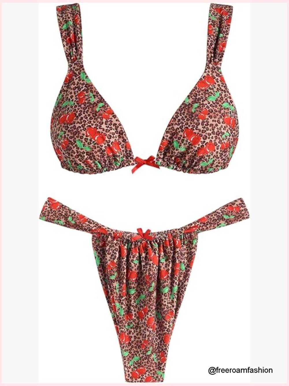 Women's Bikini Set with Bow Decor, Ruffles, Lace-Up Straps, High Cut